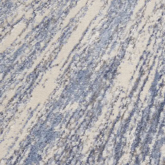 Cream Gray And Blue Abstract Area Rug Photo 4