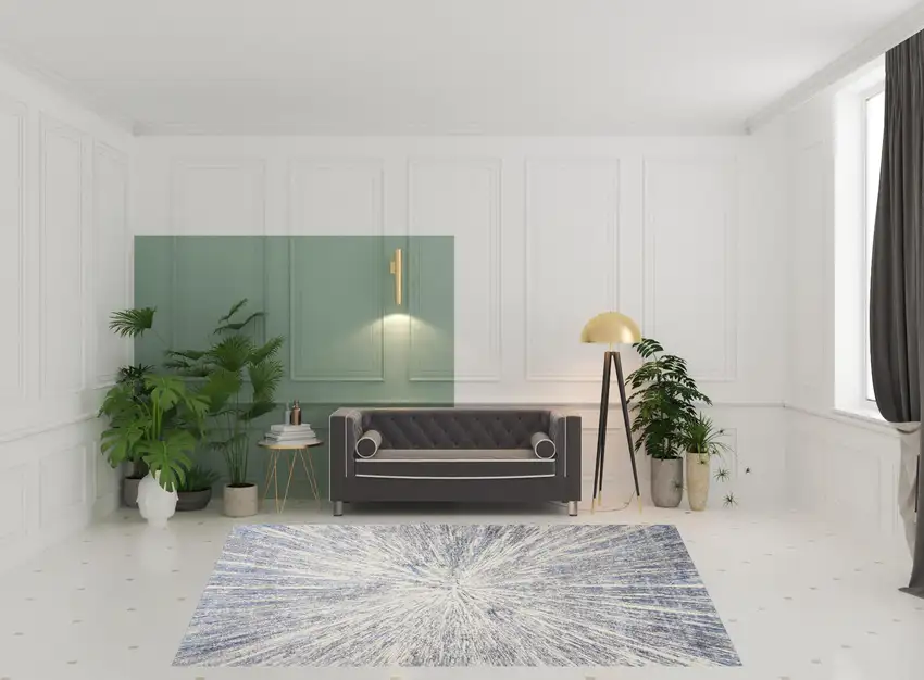 Cream Gray And Blue Abstract Non Skid Area Rug Photo 1