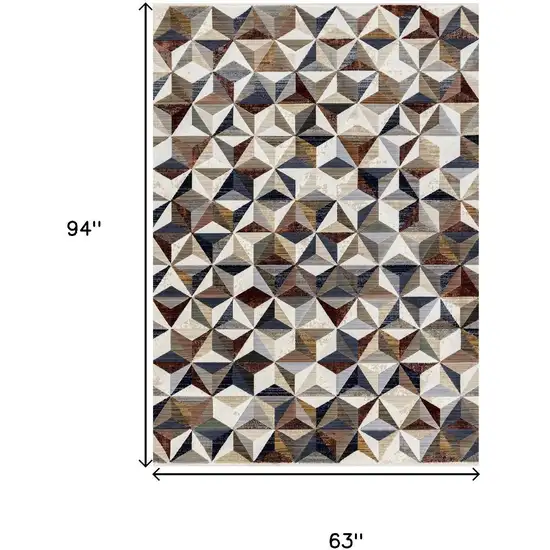 Cream Gray And Brown Geometric Area Rug Photo 3