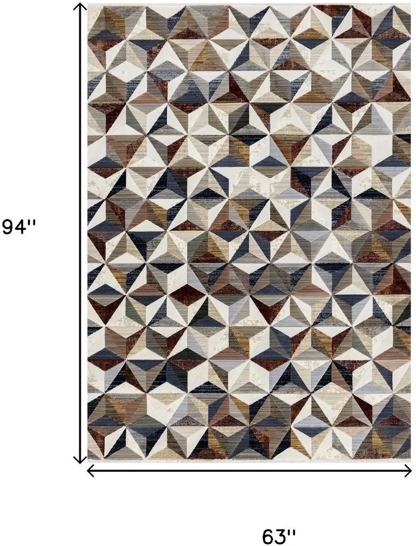 Cream Gray And Brown Geometric Area Rug Photo 3