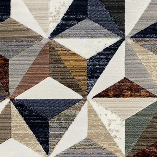 Cream Gray And Brown Geometric Area Rug Photo 5