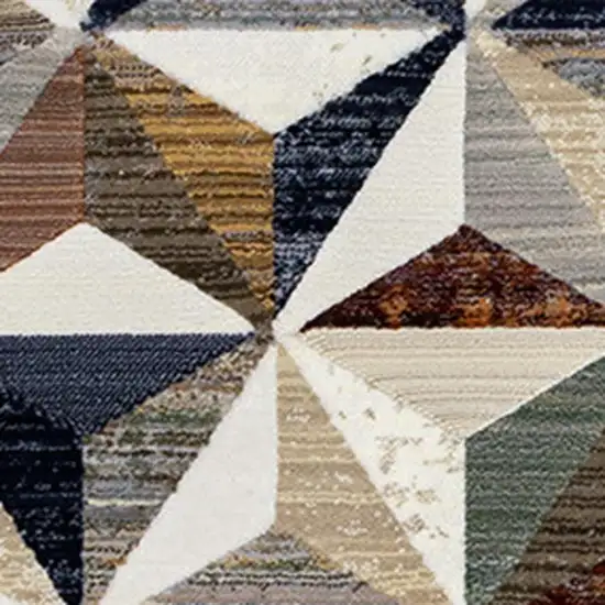 Cream Gray And Brown Geometric Area Rug Photo 8
