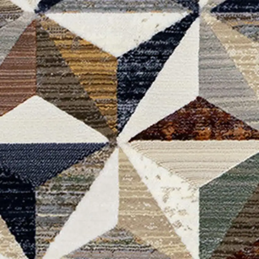Cream Gray And Brown Geometric Area Rug Photo 8