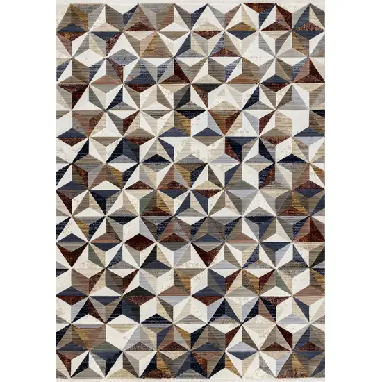 Cream Gray And Brown Geometric Area Rug Photo 2