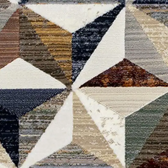 Cream Gray And Brown Geometric Area Rug Photo 4