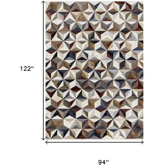 Cream Gray And Brown Geometric Area Rug Photo 3