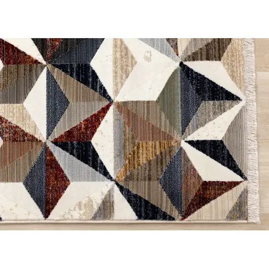 Cream Gray And Brown Geometric Area Rug Photo 7