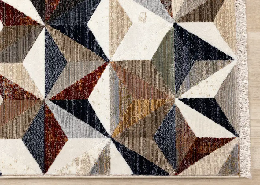 Cream Gray And Brown Geometric Area Rug Photo 7