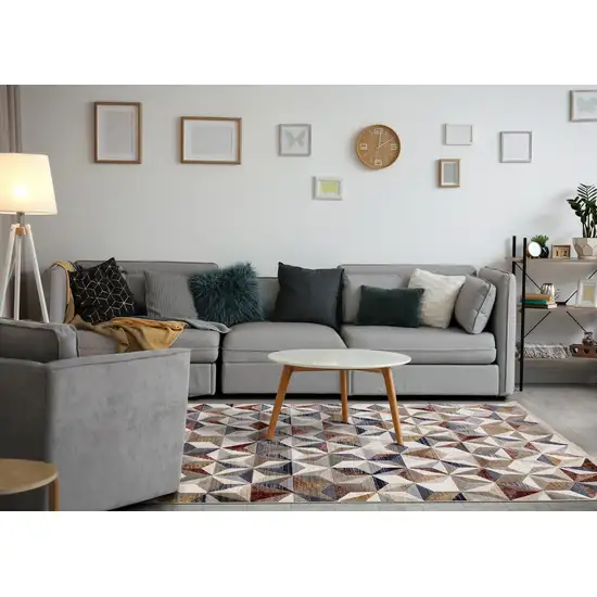 Cream Gray And Brown Geometric Area Rug Photo 5