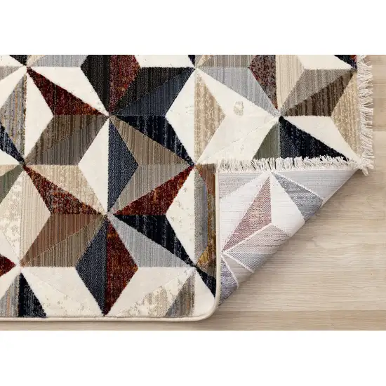Cream Gray And Brown Geometric Area Rug Photo 8