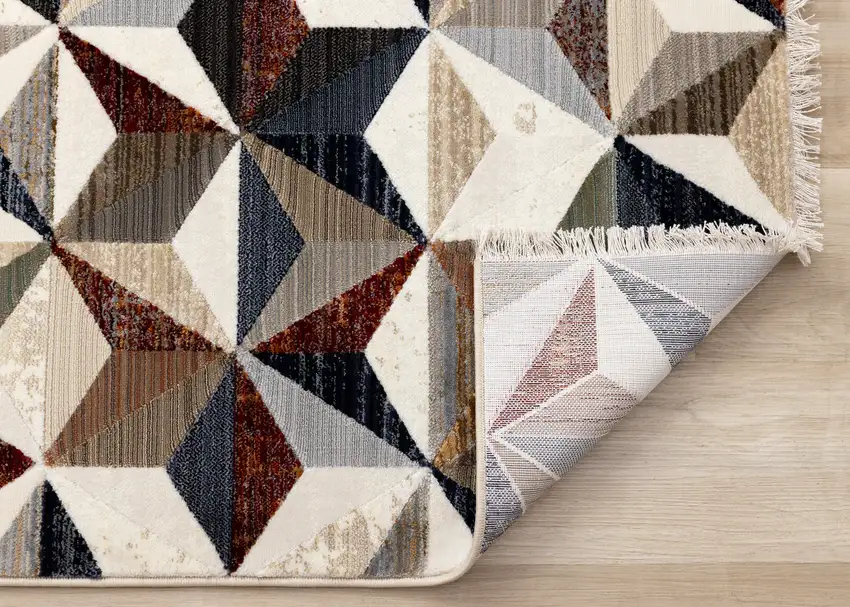 Cream Gray And Brown Geometric Area Rug Photo 8