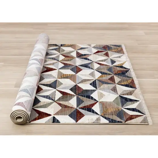 Cream Gray And Brown Geometric Area Rug Photo 9