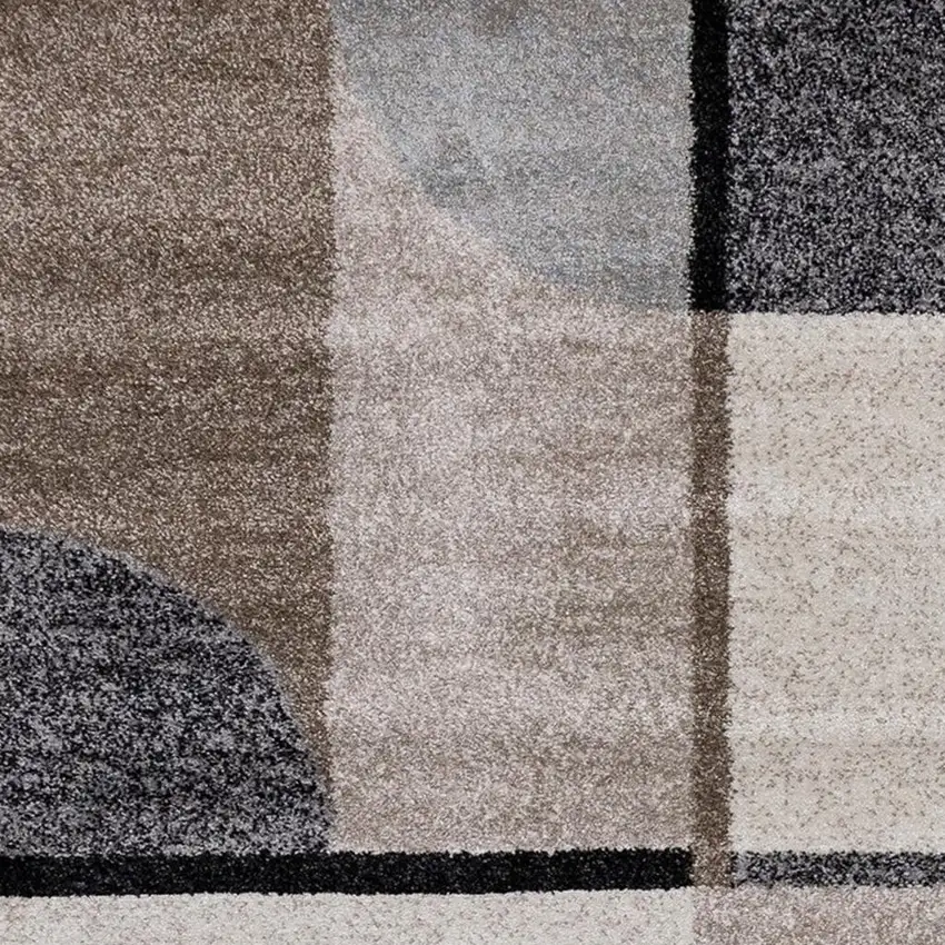 Cream Gray And Brown Geometric Area Rug Photo 4