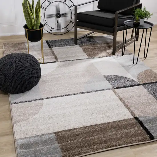 Cream Gray And Brown Geometric Area Rug Photo 6