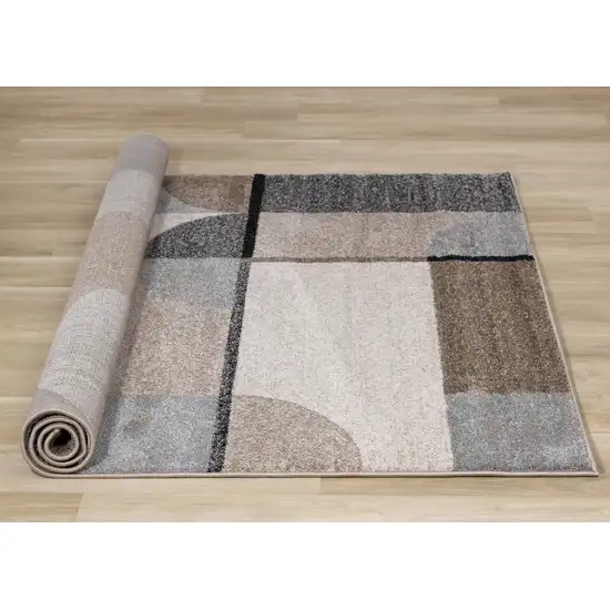 Cream Gray And Brown Geometric Area Rug Photo 8