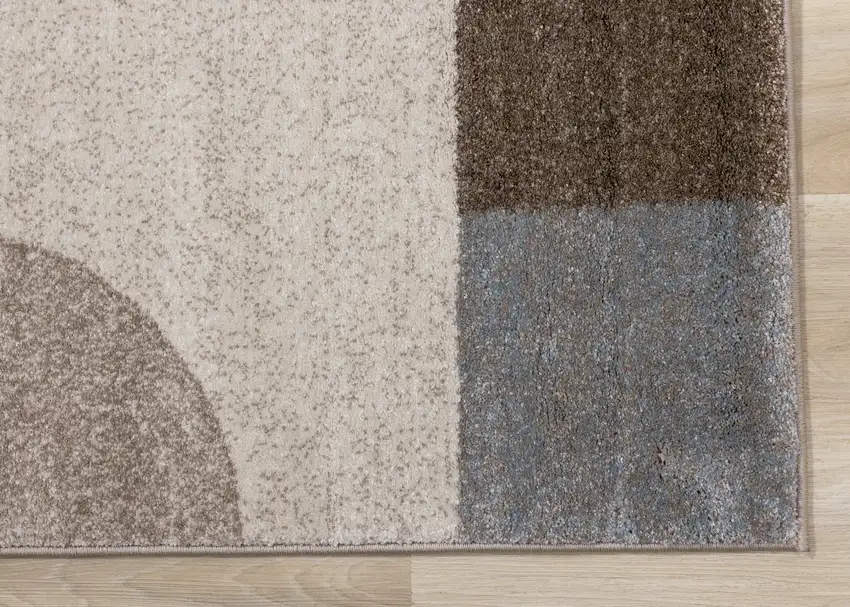 Cream Gray And Brown Geometric Area Rug Photo 9