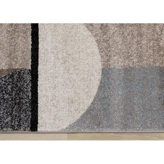 Cream Gray And Brown Geometric Area Rug Photo 9