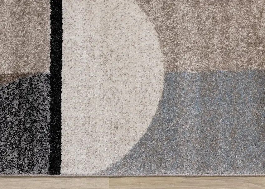 Cream Gray And Brown Geometric Area Rug Photo 9