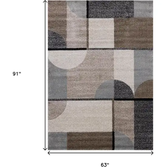 Cream Gray And Brown Geometric Area Rug Photo 3