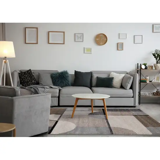 Cream Gray And Brown Geometric Area Rug Photo 5