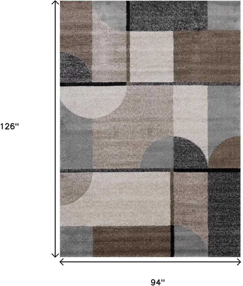 Cream Gray And Brown Geometric Area Rug Photo 3