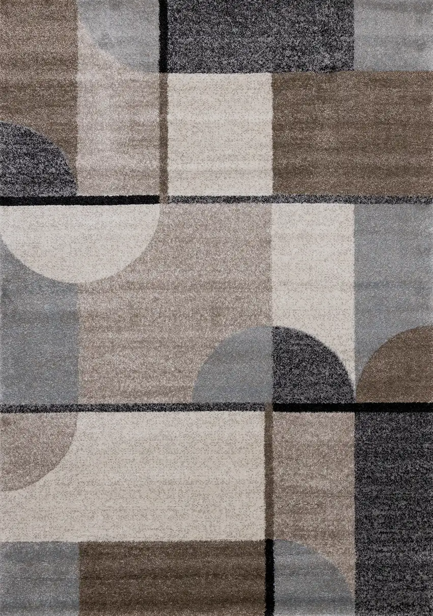 Cream Gray And Brown Geometric Area Rug Photo 2
