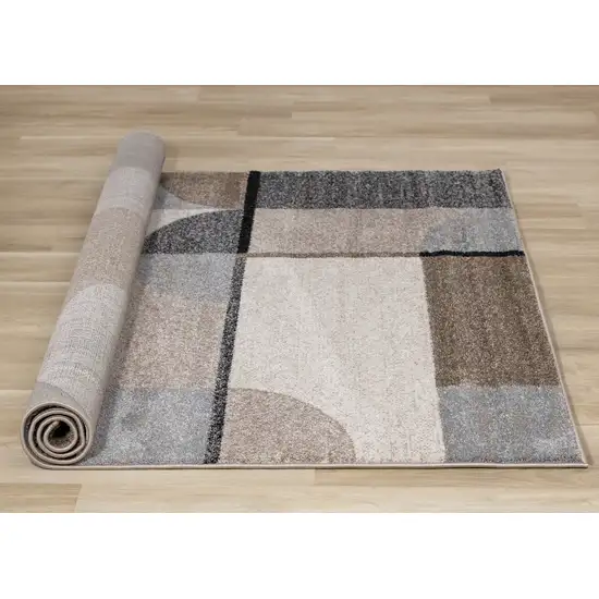Cream Gray And Brown Geometric Area Rug Photo 9