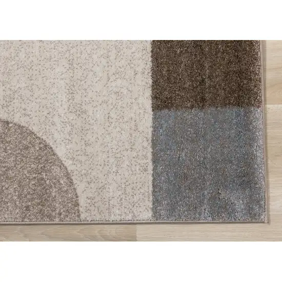 Cream Gray And Brown Geometric Area Rug Photo 7