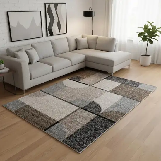 Cream Gray And Brown Geometric Area Rug Photo 1