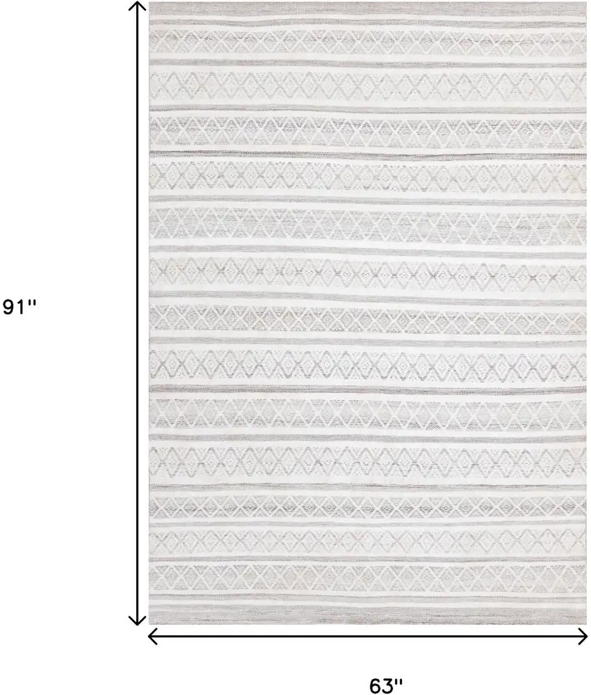 Cream Gray And Brown Geometric Hand Woven Area Rug Photo 3