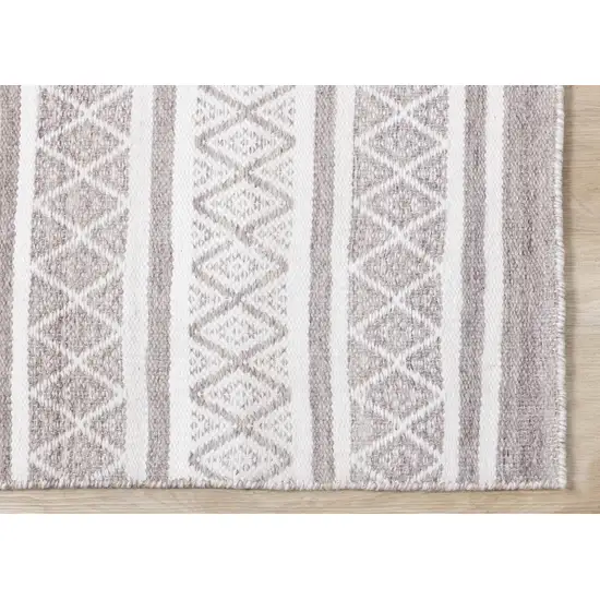 Cream Gray And Brown Geometric Hand Woven Area Rug Photo 7