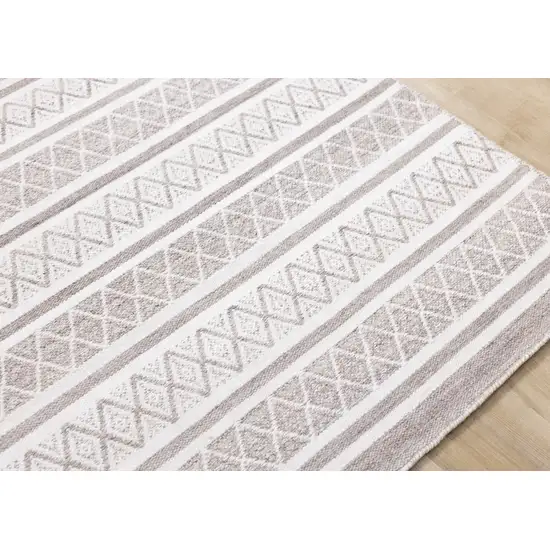 Cream Gray And Brown Geometric Hand Woven Area Rug Photo 6