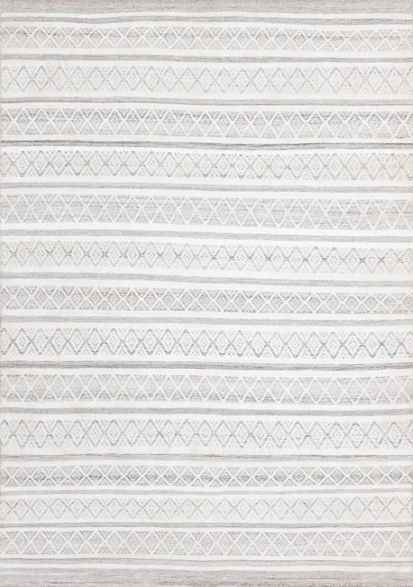 Cream Gray And Brown Geometric Hand Woven Area Rug Photo 2