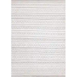 Photo of Cream Gray And Brown Geometric Hand Woven Area Rug