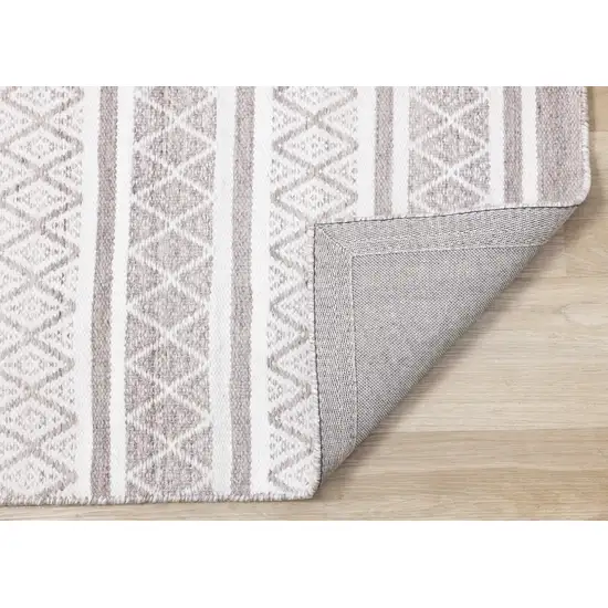 Cream Gray And Brown Geometric Hand Woven Area Rug Photo 7