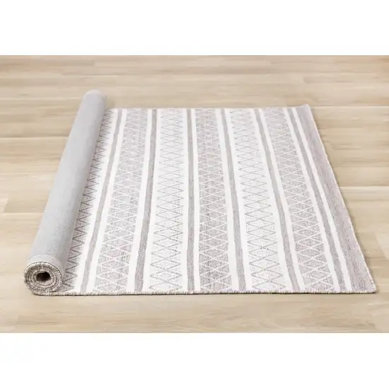 Cream Gray And Brown Geometric Hand Woven Area Rug Photo 8