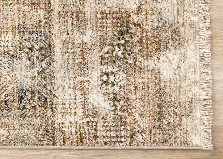 Cream Gray And Tan Abstract Area Rug Photo 9