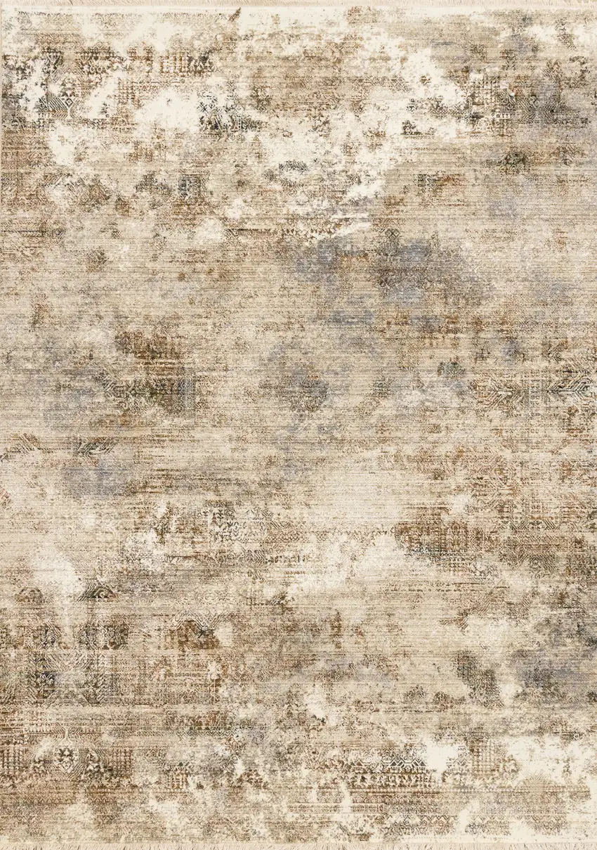 Cream Gray And Tan Abstract Area Rug Photo 2