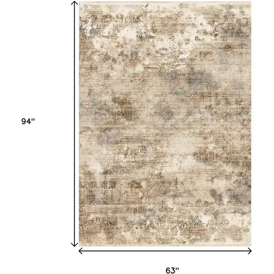 Cream Gray And Tan Abstract Area Rug Photo 3