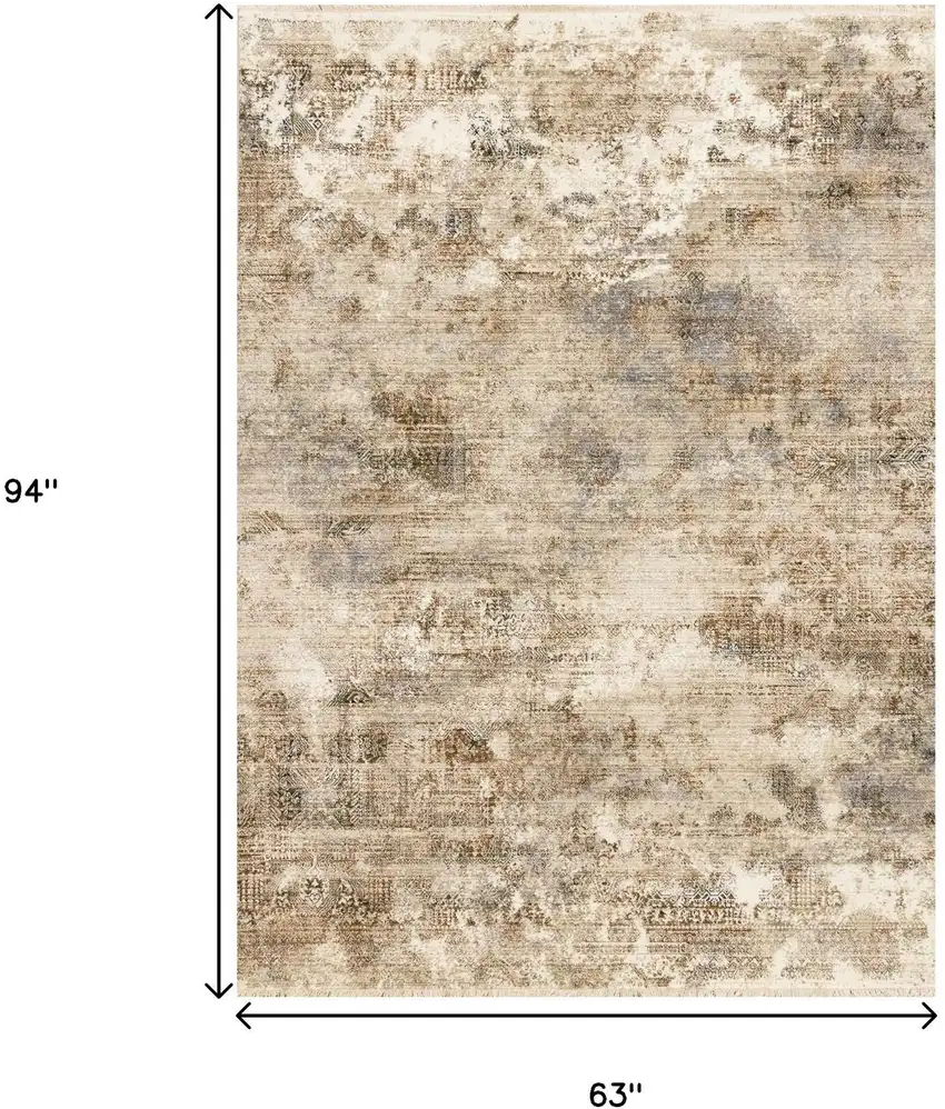 Cream Gray And Tan Abstract Area Rug Photo 3