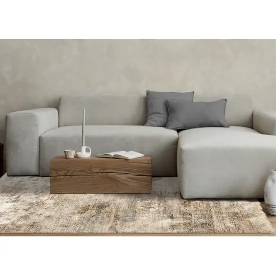 Cream Gray And Tan Abstract Area Rug Photo 6