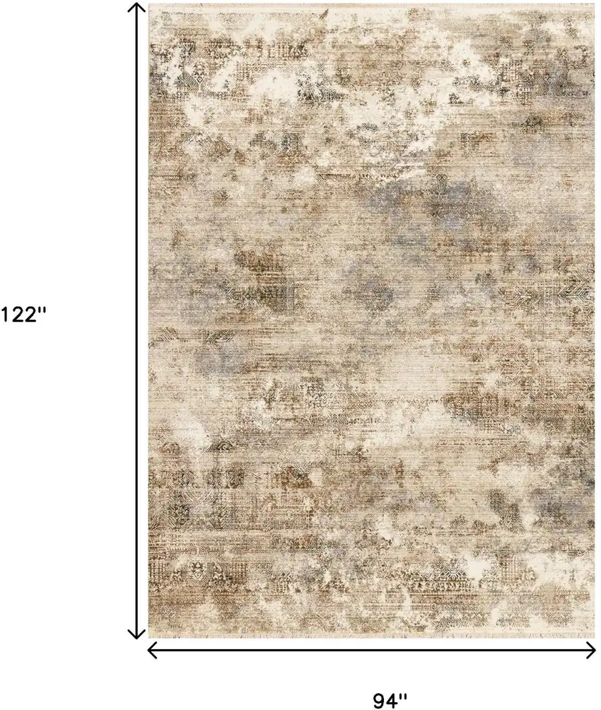 Cream Gray And Tan Abstract Area Rug Photo 3