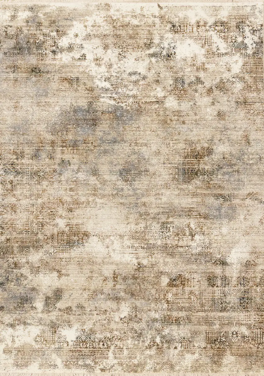 Cream Gray And Tan Abstract Area Rug Photo 4
