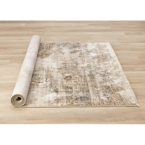 Cream Gray And Tan Abstract Area Rug Photo 9