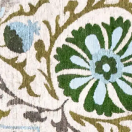 Cream Green And Blue Tribal Washable Area Rug With UV Protection Photo 3