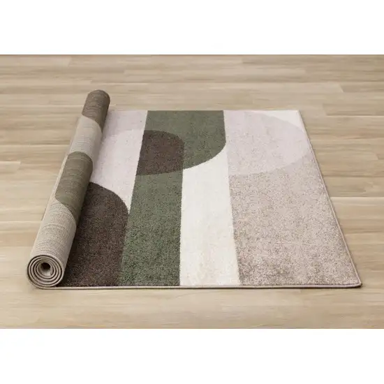 Cream Green And Brown Geometric Area Rug Photo 8