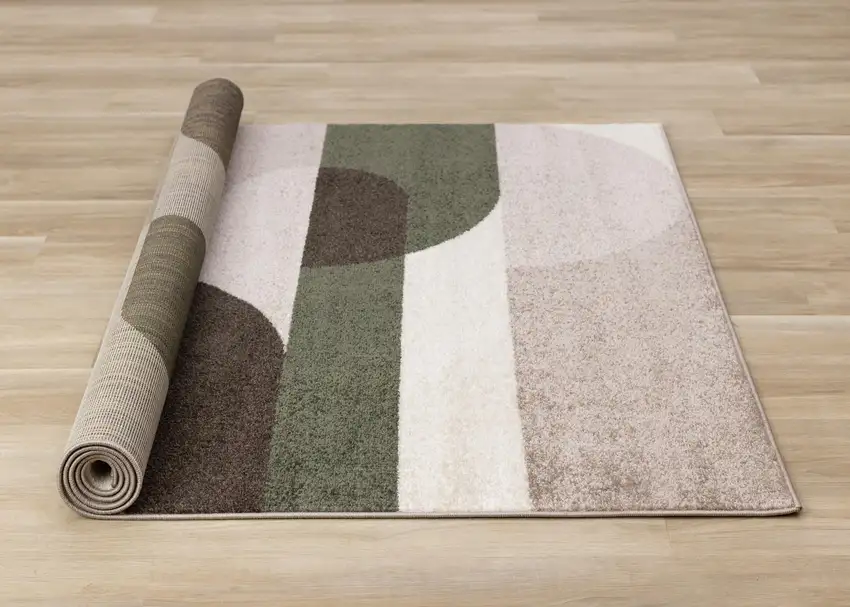 Cream Green And Brown Geometric Area Rug Photo 8