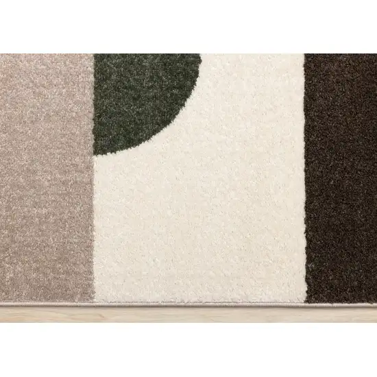 Cream Green And Brown Geometric Area Rug Photo 9