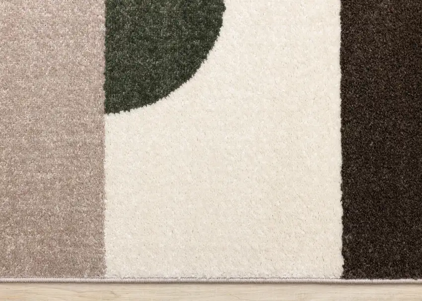 Cream Green And Brown Geometric Area Rug Photo 9