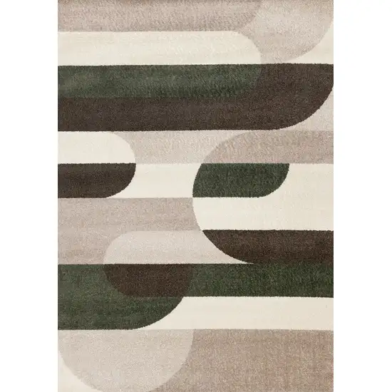 Cream Green And Brown Geometric Area Rug Photo 5